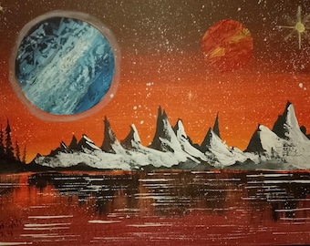 Pintura acrílica original sobre lienzo. Arte de fantasía.