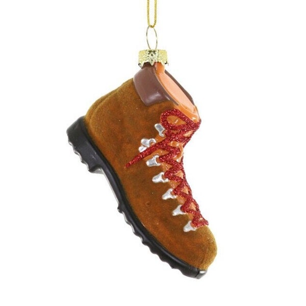 Vintage Hiking Boot Glass Christmas Ornament