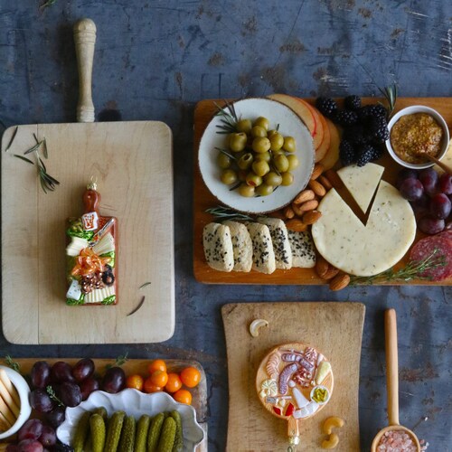 Charcuterie Cheese Board Glass Christmas Ornament Etsy