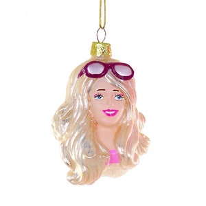 Doll With Sunglasses Glass Christmas Ornament