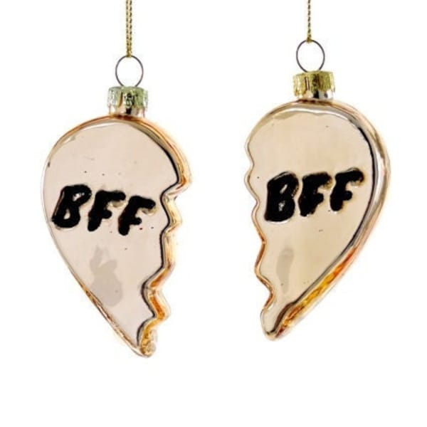 BFF "You're My Person" Broken Heart Glass Christmas Ornament