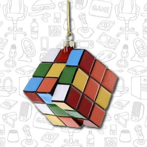Puzzle Cube Glass Christmas Ornament