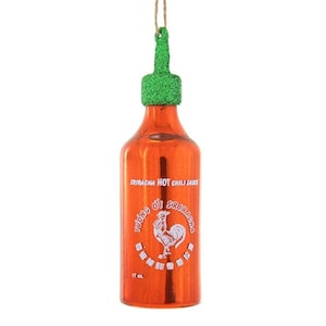 Sriracha Hot Sauce Glass Christmas Ornament