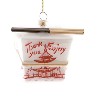 Chinese Take Out Box Glass Christmas Ornament