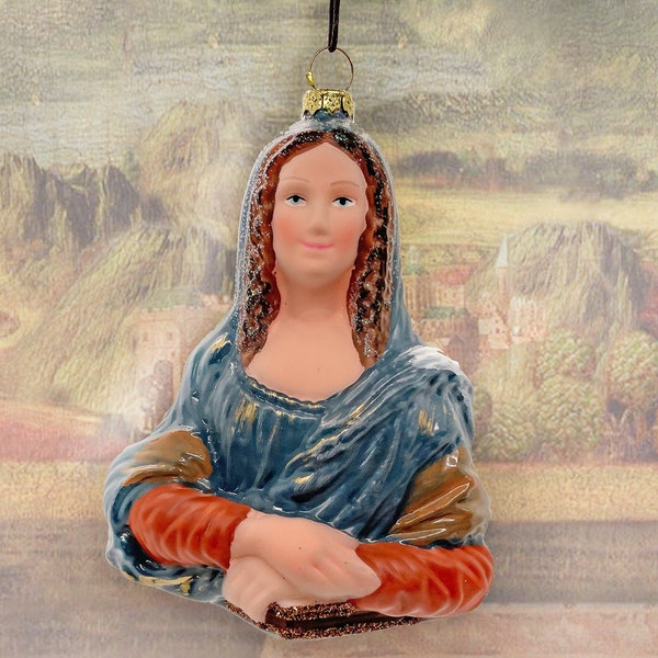 Mona Lisa Leonardo da Vinci Glass Christmas Ornament