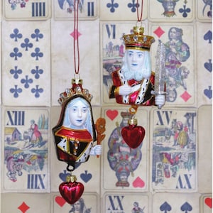 King & Queen of Hearts Glass Christmas Ornament