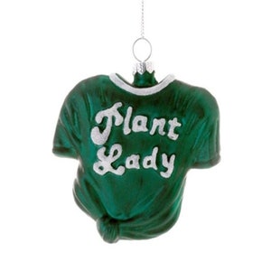 Plant Lady T-Shirt Glass Christmas Ornament