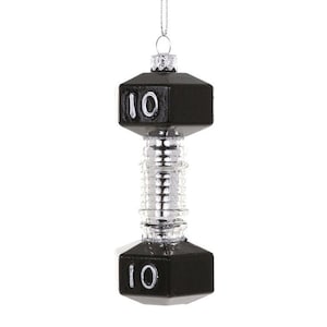 Dumbbell Glass Christmas Ornament