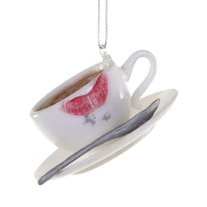 Cafe Coffee Cup Glass Christmas Ornament