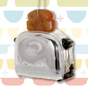 Silver Breakfast Toaster Glass Christmas Ornament