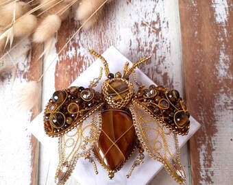 Beaded beetle  bug brooch pin, fly Cicada brooch, Moon moth butterfly insect pin, Thanksgiving gift for Mom, teachers gift, anniversary gift