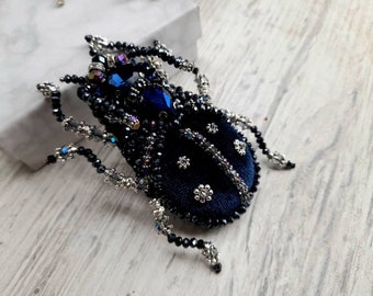 Beetle brooch pin Embroidered jewelry Beaded brooch pin Insect art pin Statement jewelry Unique jewelry Bug pin 40th birthday gift for wife