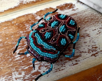 Embroidery beaded beetle brooch, Picasso  bug brooch pin Art insect brooch Nature jewelry Bug jewelry, luxury gift for nature lovers