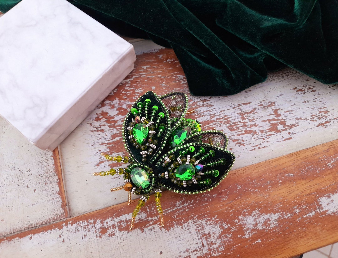 Perlen Käfer Pin, Zikaden Brosche, Maikäfer Pin, Stickerei Brosche ...
