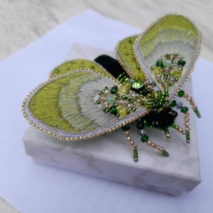 Embroidered Moth, Embroidered Butterfly,Moth butterfly brooch pin for woman jacket, Mother's day gift for Mom, Beaded insect brooch for her