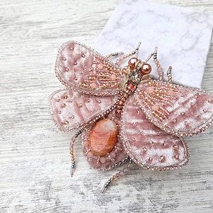 Moth butterfly pin, Butterfly brooch, Agate jewelry, Large pin, Velvet brooch, Moth jewelry, Textile brooch Beetle pin, Moth classy  brooch