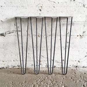 Set of 4 27'' to 29'' Raw Steel Hairpin Legs 27'', 28'', 29'' Three pins Model Table Legs Metal Legs Raw Steel Legs DIY Leg image 1