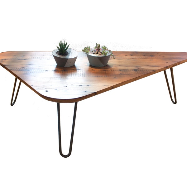 Table à Café GROGG en Bois de Grange Récupéré | Table de salon Bois de Grange Pieds en Épingles Mobilier Scandinave Milieu du siècle