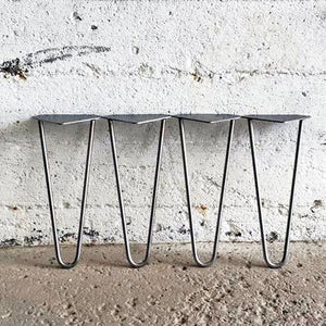 Set of 4 (4'' to 20'') Raw Steel Hairpin Legs | 4'' 6'' 8'' 10'' 12'' 14'' 16'' 18'' 20''| Bench Bed Side Coffee Table Media Cabinet Record