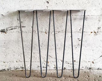 Set of 4 (27'' to 29'') Raw Steel Hairpin Legs | 27'', 28'', 29'' | Two Pins Model Table Desk Entryway Console Metal Legs DIY Project