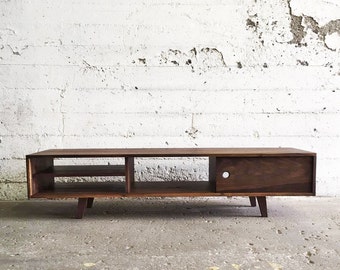 GROGG Credenza | TV Console Cabinet Table Shelf Door Walnut Solid Wood