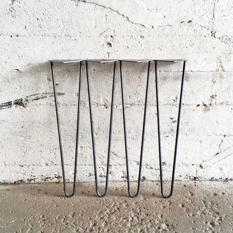 Set of 4 27'' to 29'' Raw Steel Hairpin Legs 27'', 28'', 29'' Three pins Model Table Legs Metal Legs Raw Steel Legs DIY Leg image 2