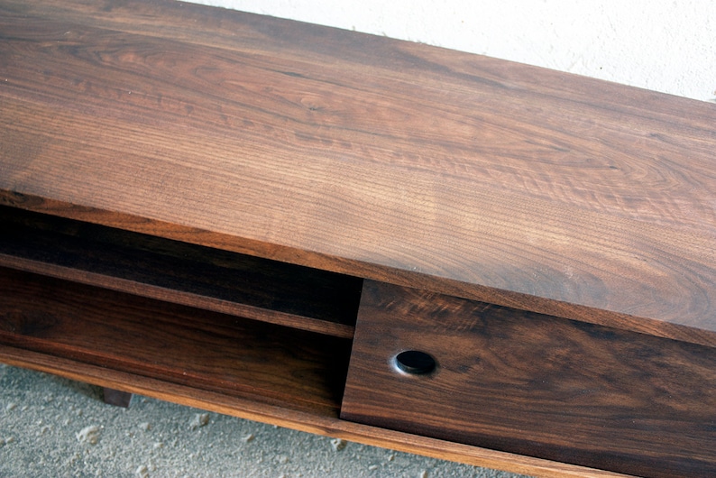 GROGG Credenza TV Console Cabinet Table Shelf Door Walnut Solid Wood image 3