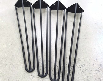 Set of 4  Dining Table or Desk Legs Powder Coated Matte Black Hairpin Legs | Metal Furniture Legs | DIY Dining and Working Table Legs