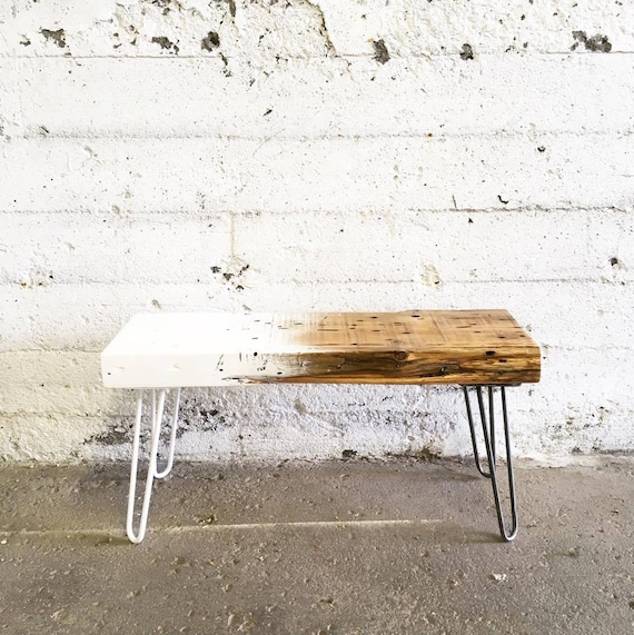 Grogg Ombre Bench Reclaimed Wood Bench Steel Legs Bench Etsy