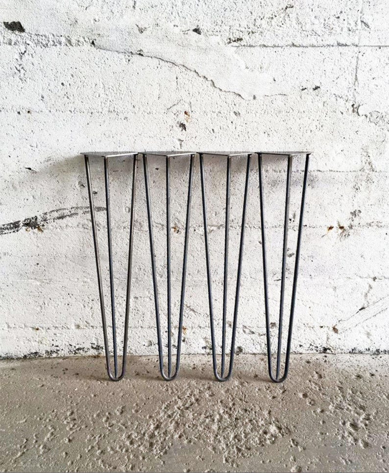 Set of 4 27'' to 29'' Raw Steel Hairpin Legs 27'', 28'', 29'' Three pins Model Table Legs Metal Legs Raw Steel Legs DIY Leg image 1