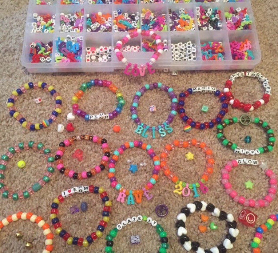 20 Single Random Kandi bracelets for EDM Rave Festivals Etsy