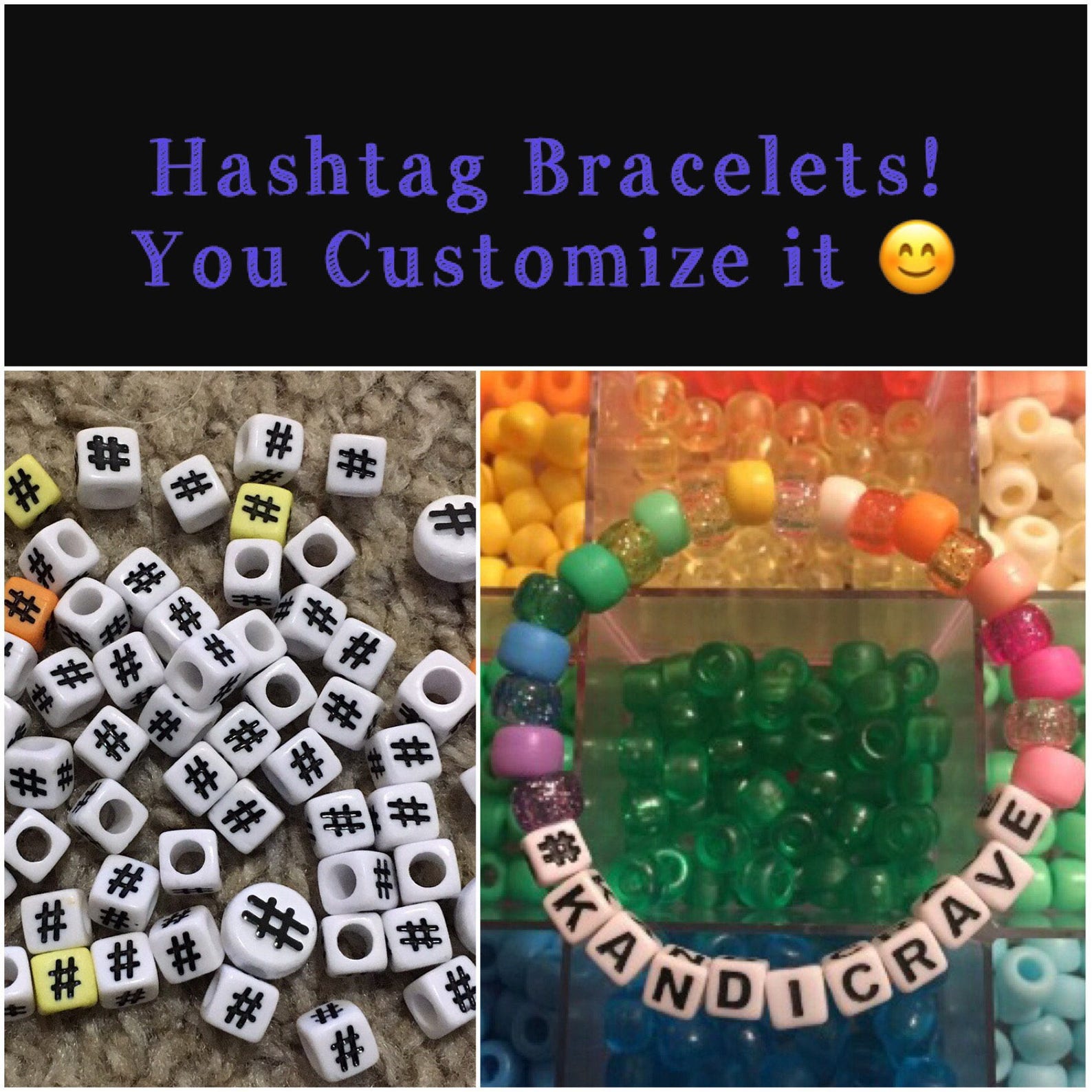 Customize 5 Hashtag Kandi Bracelets Etsy