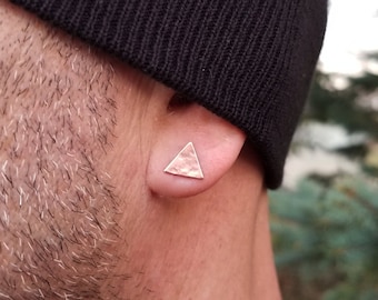 Triangle Studs, Triangle Stud Earrings, Mens Triangle Earring, Modern Stud Earrings, Guy Gift Ideas, Biker Gifts, Mens Post Earrings