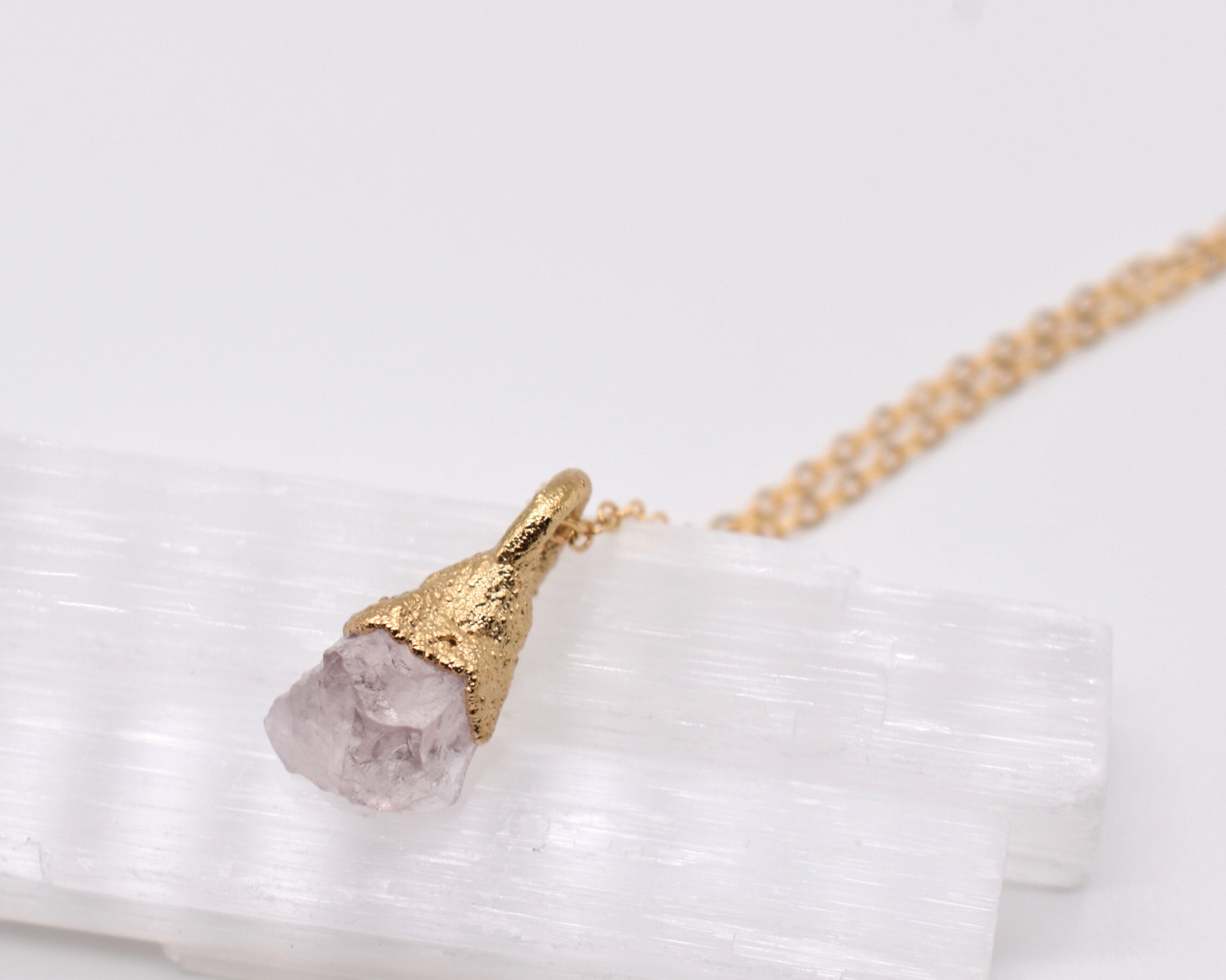 Gold Quartz Necklace Organic Gold Jewelry Raw Gold Jewelry Etsy