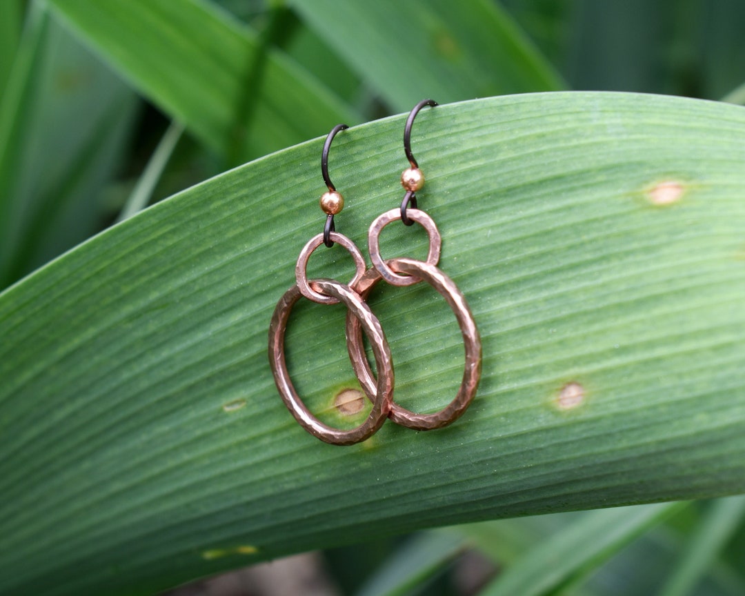 Hammered Copper Earrings Hammered Copper Jewelry Hammered Etsy