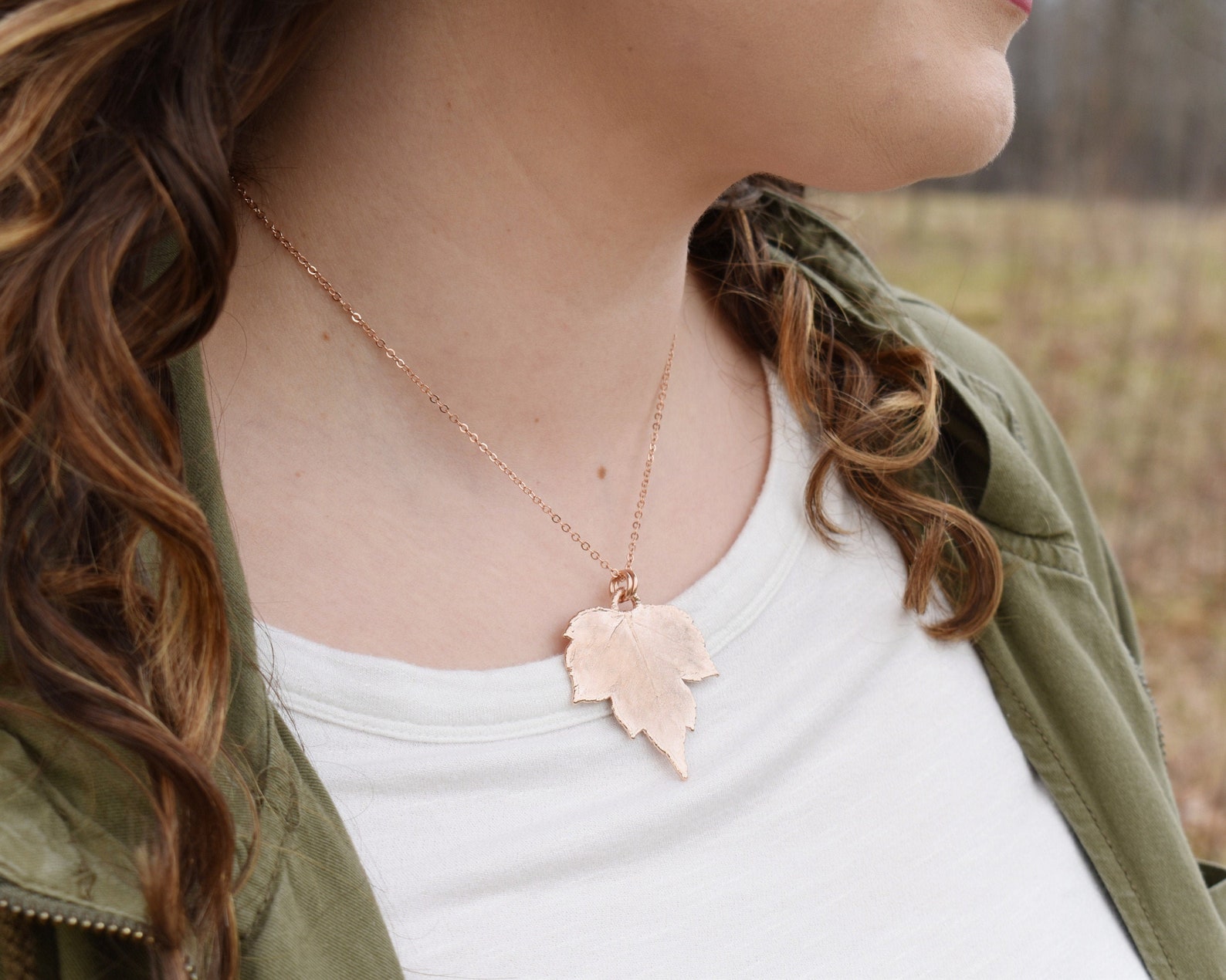 Leaf Pendant Rose Gold Leaf Necklace Real Leaf Jewelry Etsy
