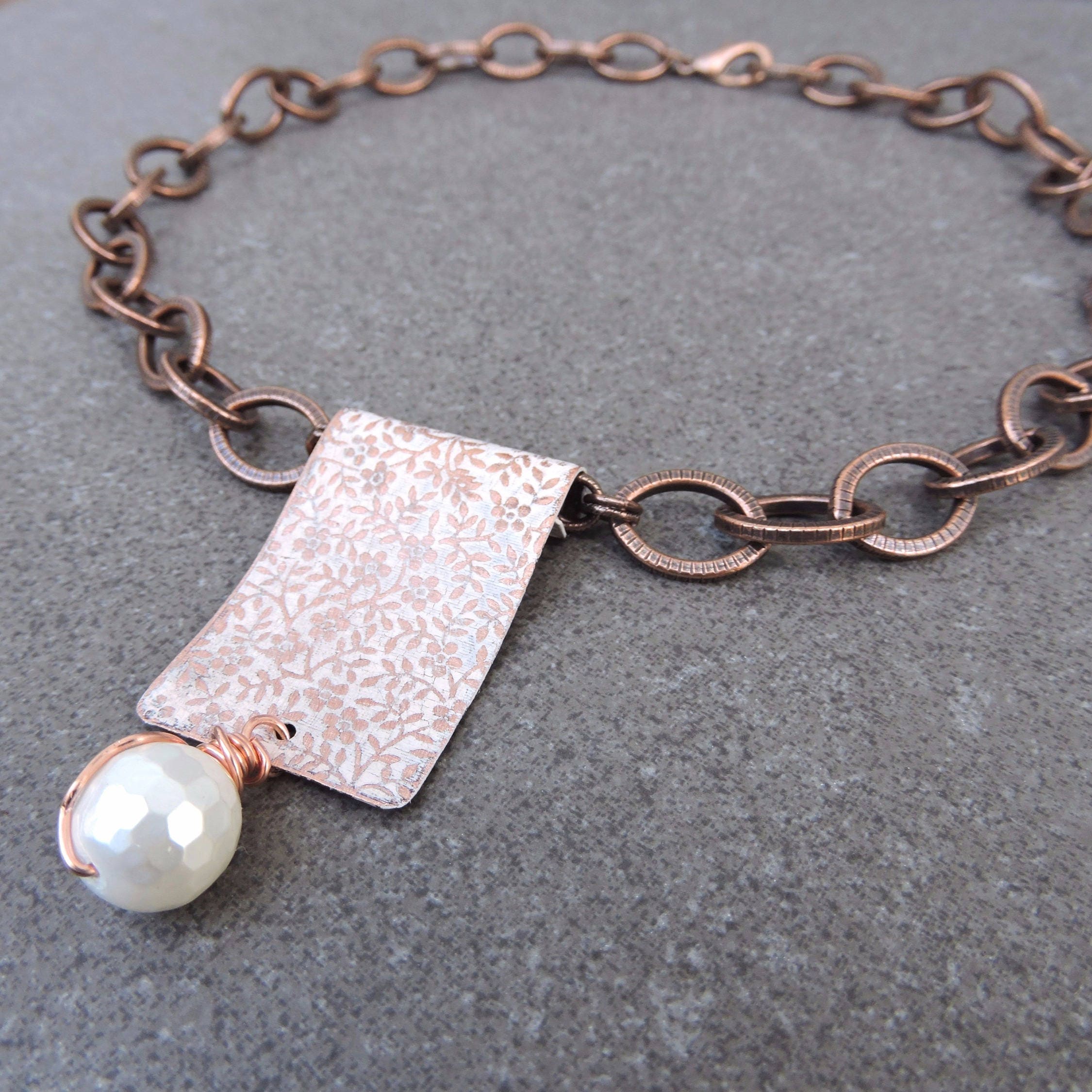 Copper Statement Necklace Patina Copper Jewelry Copper Etsy