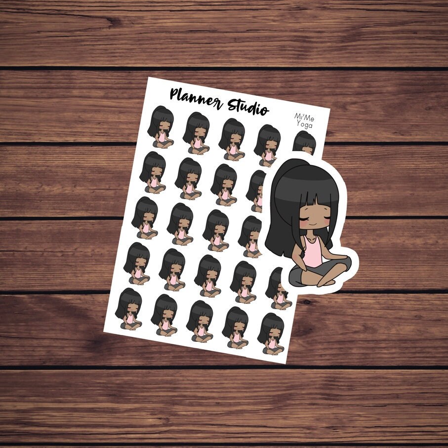 Yoga Meditate Mi'Me Kawaii Chibi Girl African American Planner St…