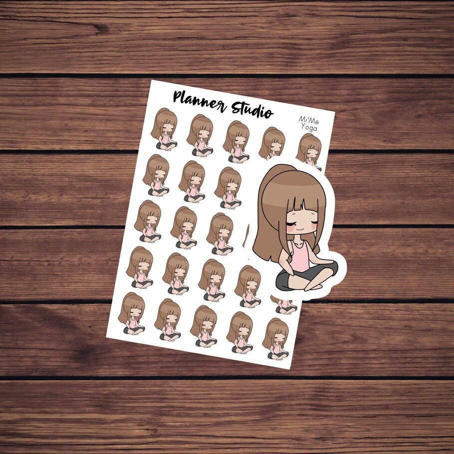 Yoga Meditate Mi'Me Kawaii Chibi Girl Character Planner Stickers