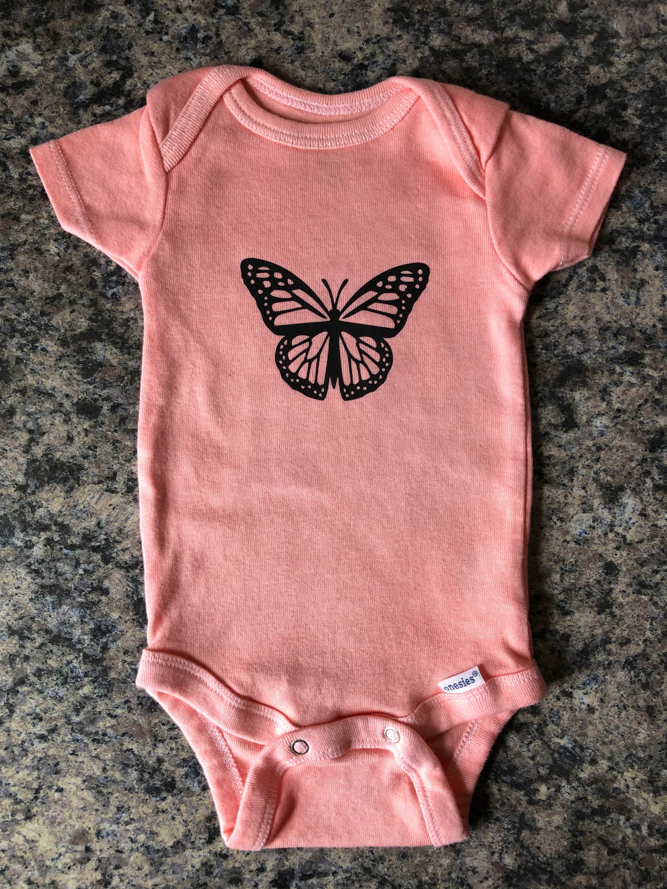 0-3M Pink Butterfly Cotton Onesie with Zip - Ackermans main image 1