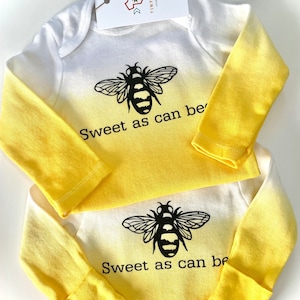 Dip Dyed Bee Bodysuit | Sweet As Can Bee | Bee Baby Bodysuit | Bee Baby Clothes | Bee Baby Gift