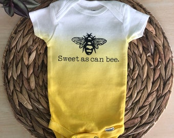 Dip Dyed Bee Onesie | Sweet As Can Bee | Bee Baby Bodysuit | Bee Onesie | Bee Baby Gift