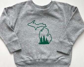 Michigan Toddler Crewneck Sweatshirt | Michigan Apparel | Michigan Kids Clothes | Michigan Toddler | Michigan Sweatshirt | Up North Kids