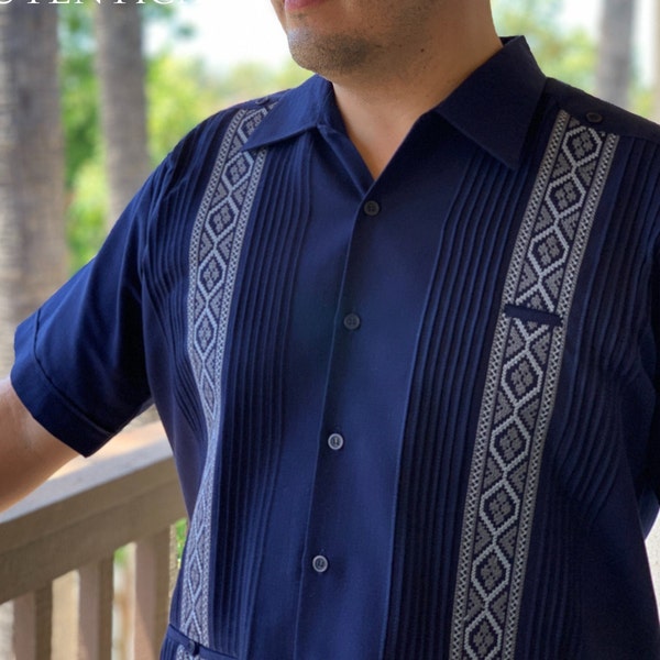 Men’s Guayabera Linen Blend Short Sleeve Dress Shirt