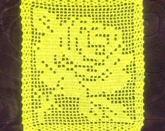 Yellow Rose of Texas & Crocus Floral Filet Crochet Handmade Art Work Doilies