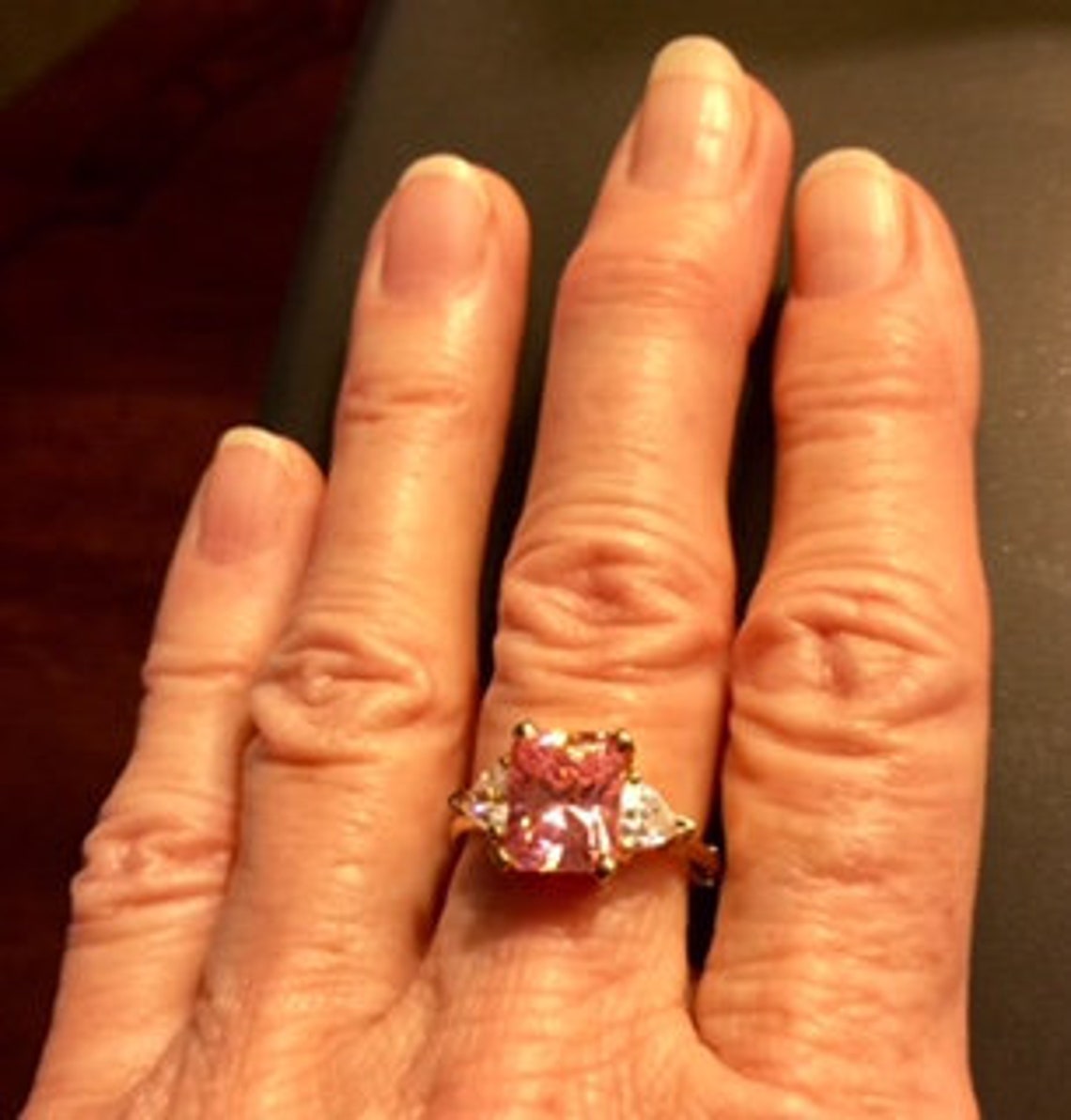 Pink Ice & Trillion Cut Cubic Zirconia Ring and Matching Pink Etsy