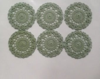 Handmade Crocheted Glass Coasters-Doilies, Wall Art & Wedding Gifts-Set of 6