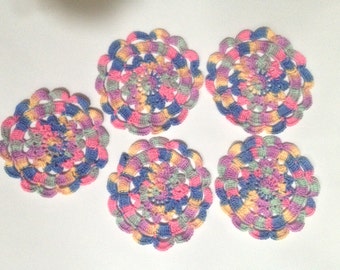 Handmade Medallion Crocheted Coasters-Doilies, Wall Art & Wedding Gifts-Set of 6