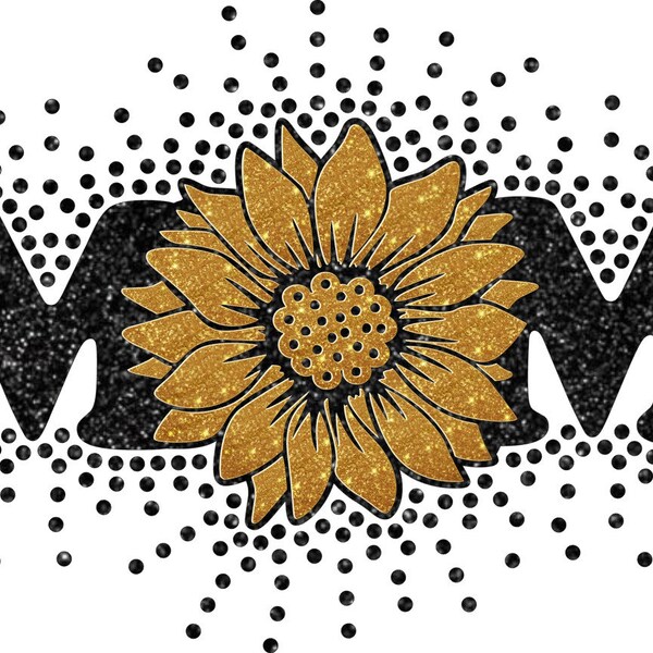 SVG Hotfix Rhinestones Mom Sunflower Scattered Pattern Glitter HTV Transfer Instant Download SVG File, ss10 Rhinestone Template