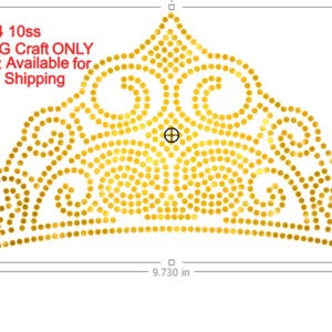 May include: A gold crown design made of small circles, measuring 9.73 inches wide and 5.693 inches tall. The design is for crafting only and is not available for shipping.